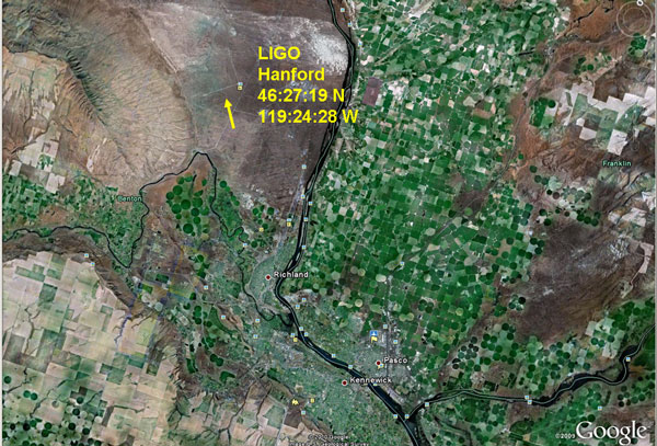 LIGO Hanford County Map